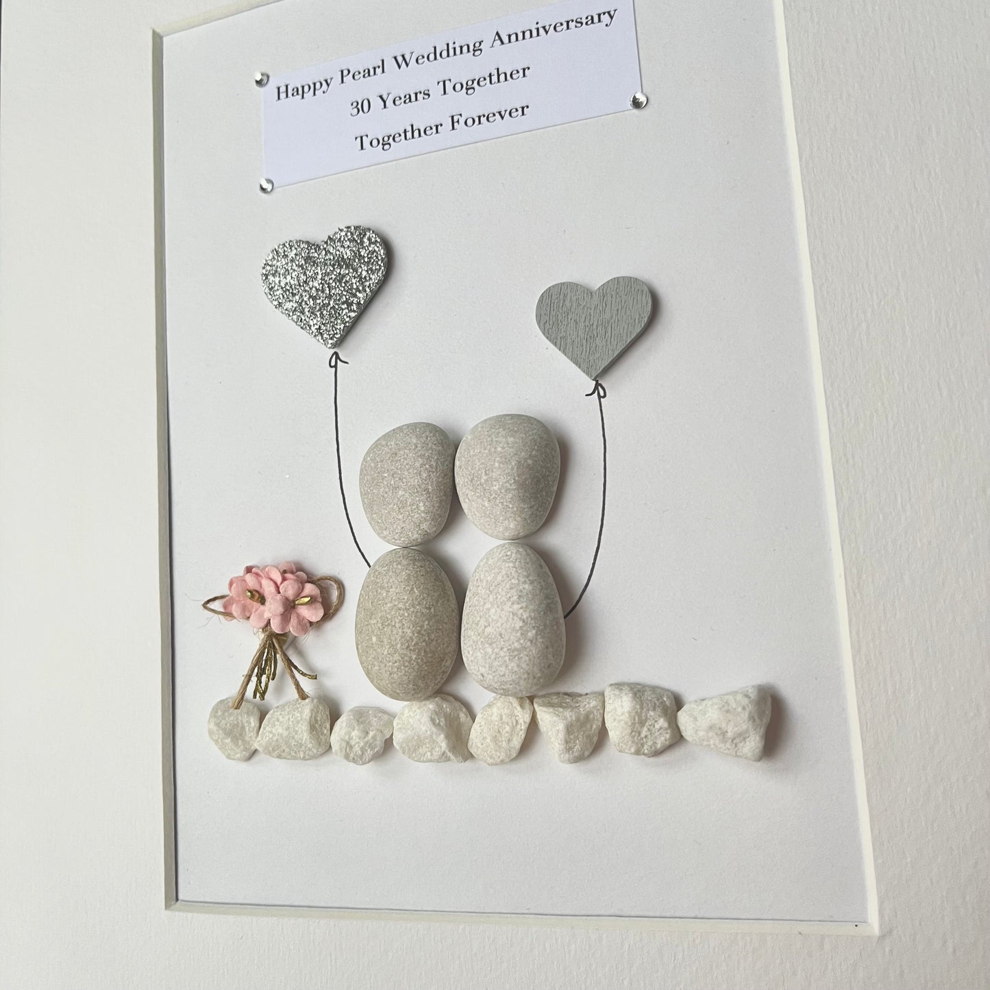 Couples personalised pebble art picture frame