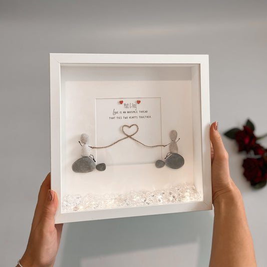 Couples string personalised pebble art picture frame