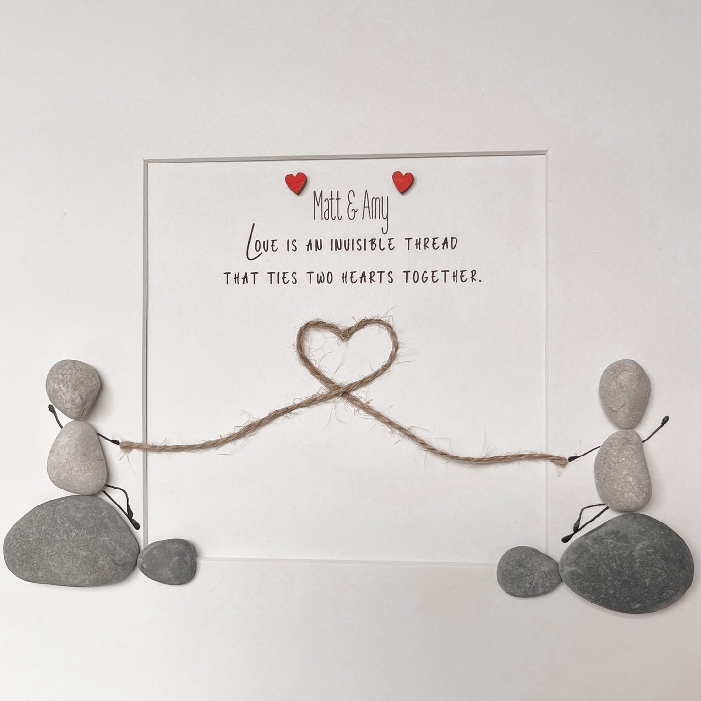 Couples string personalised pebble art picture frame