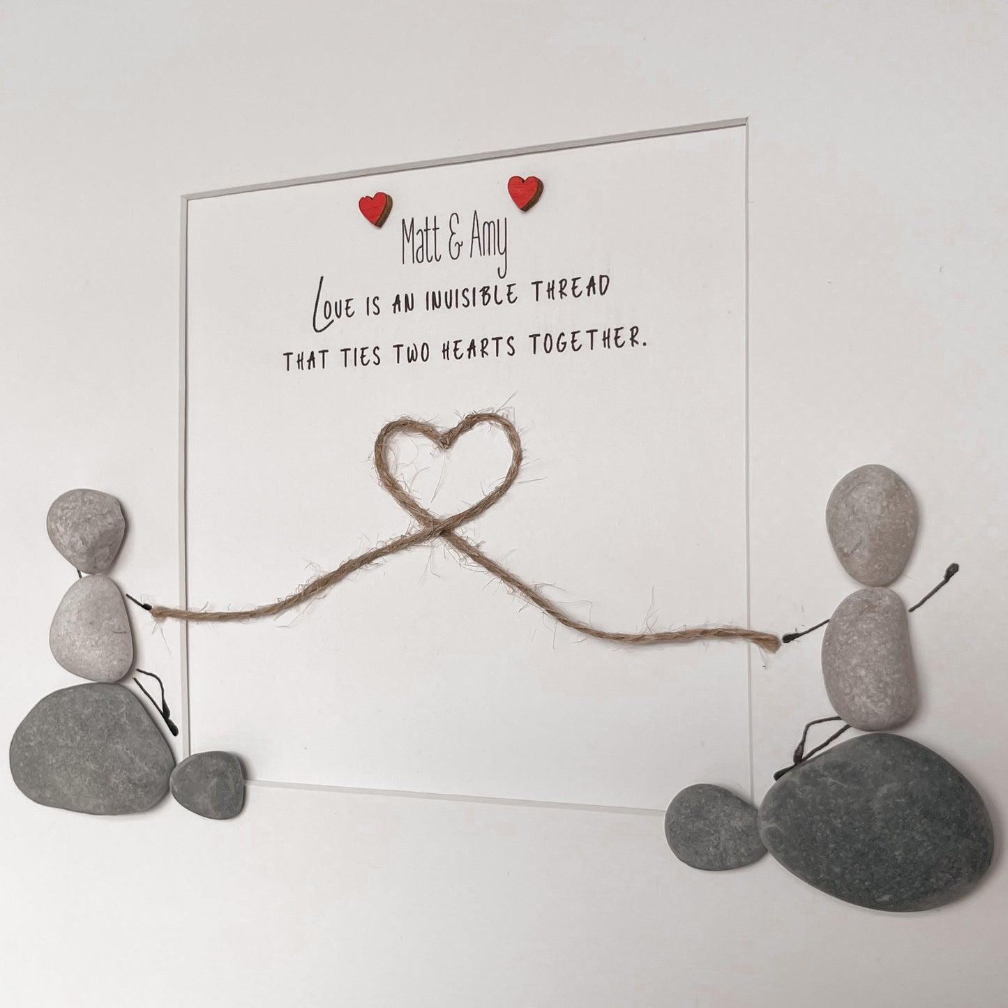 Couples string personalised pebble art picture frame