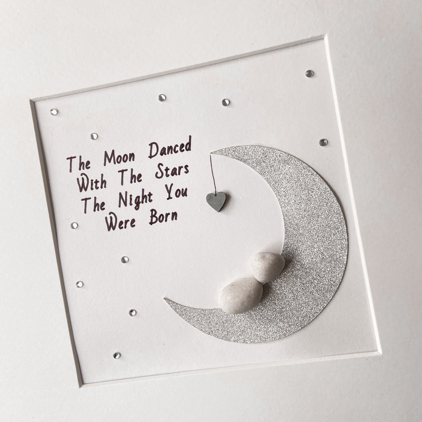 Baby moon pebble art picture frame