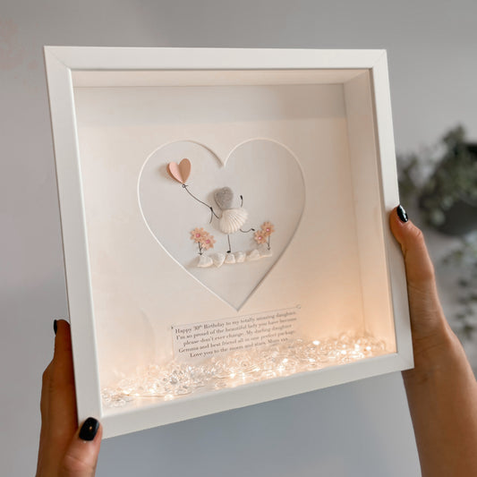 Birthday girl pebble art picture frame