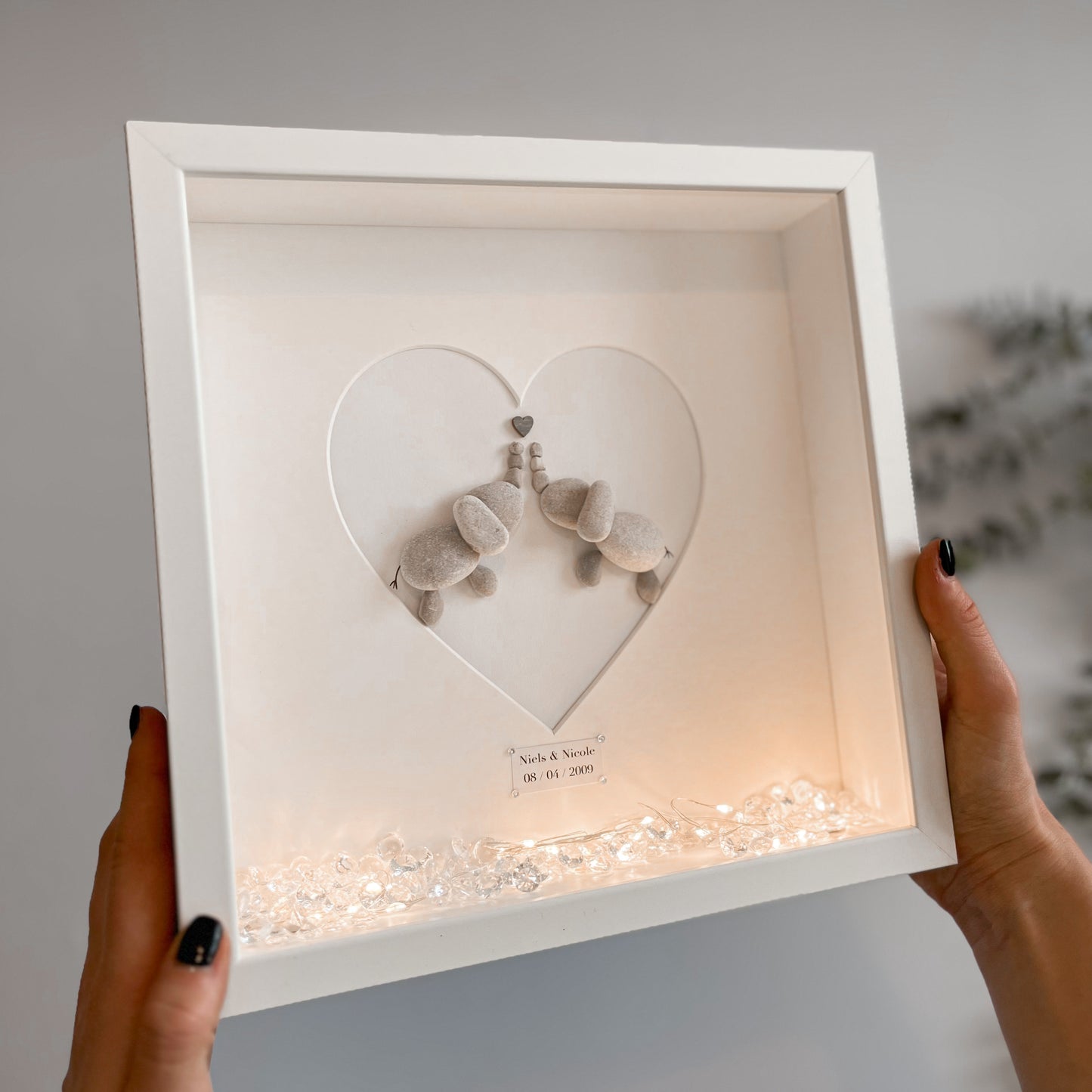 Elephant couples pebble art picture frame