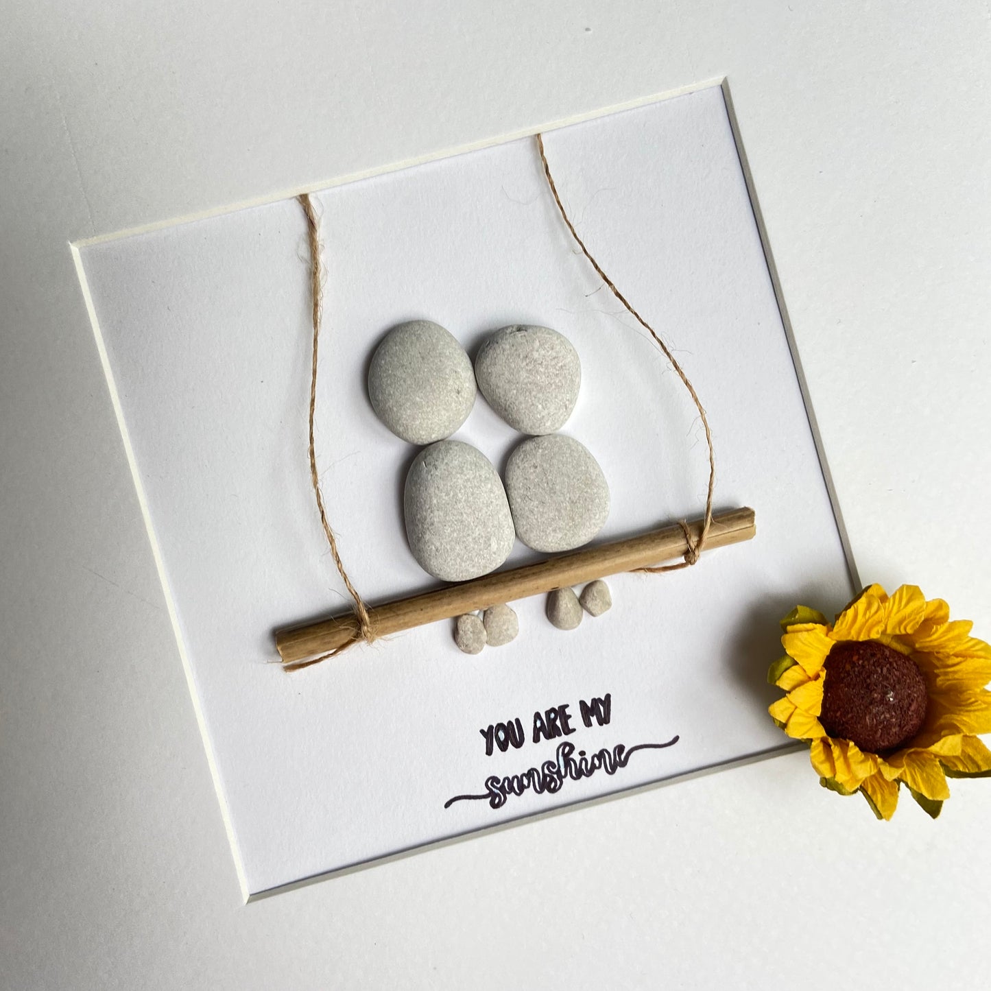 You are my sunshine pebble art picture frame