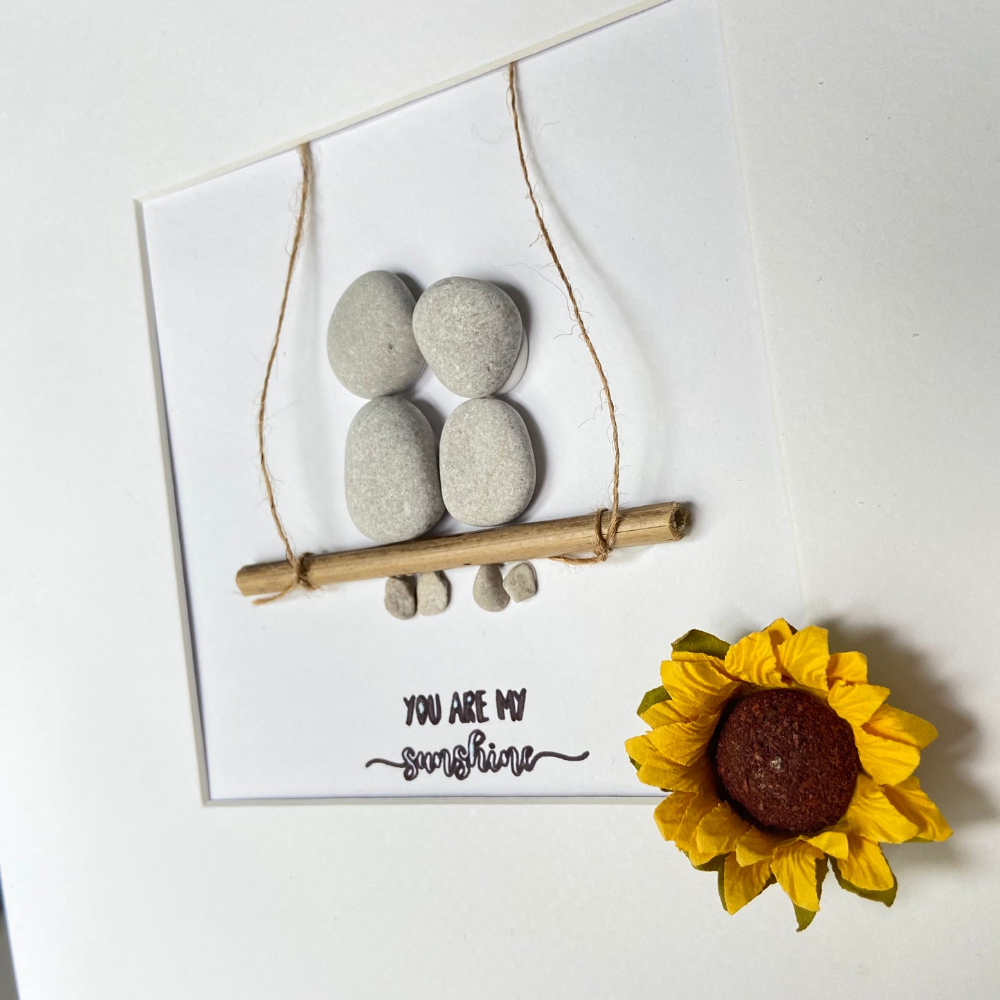 You are my sunshine pebble art picture frame