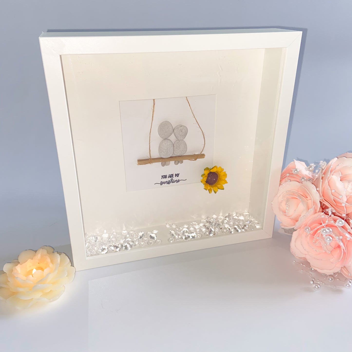 You are my sunshine pebble art picture frame