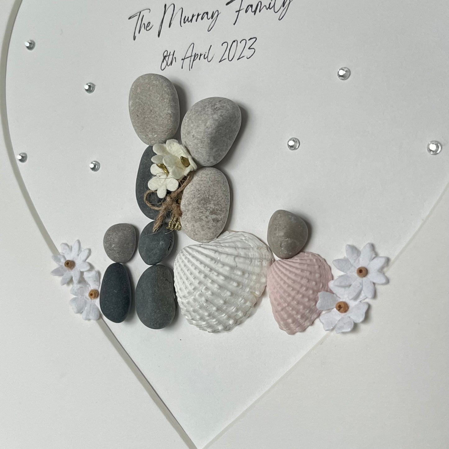 Family Wedding personalised pebble art picture frame