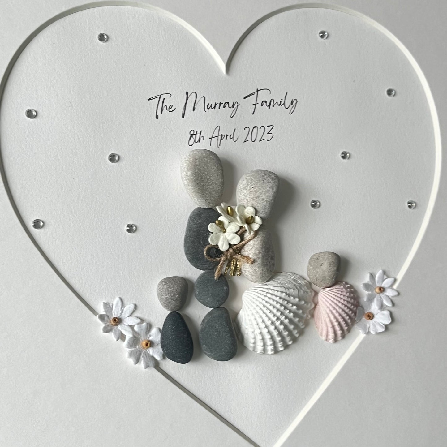 Family Wedding personalised pebble art picture frame