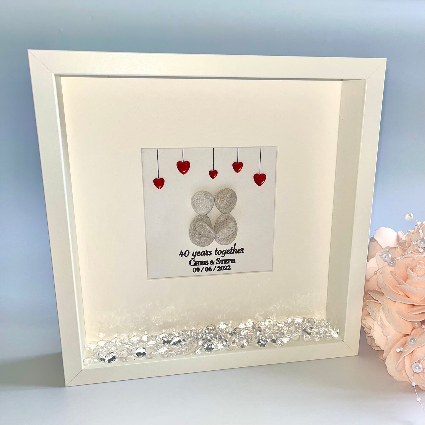 Ruby anniversary personalised pebble art picture frame