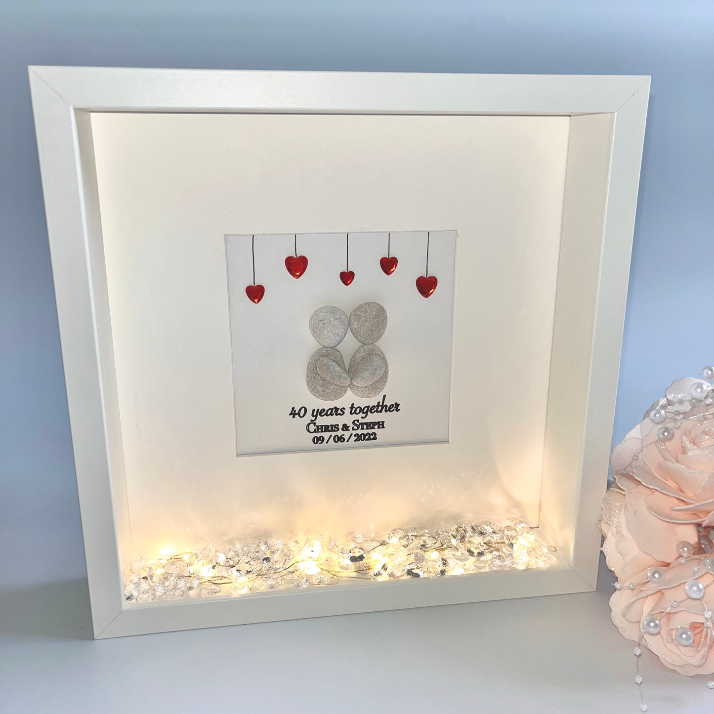 Ruby anniversary personalised pebble art picture frame