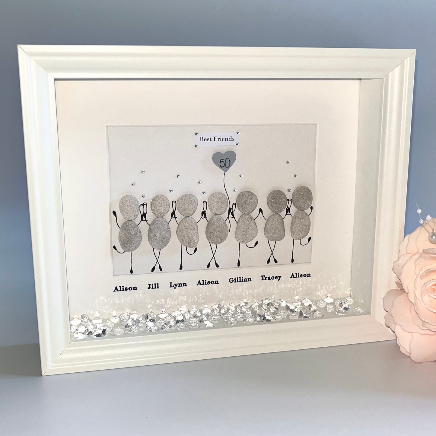 Friends special birthday pebble art picture frame