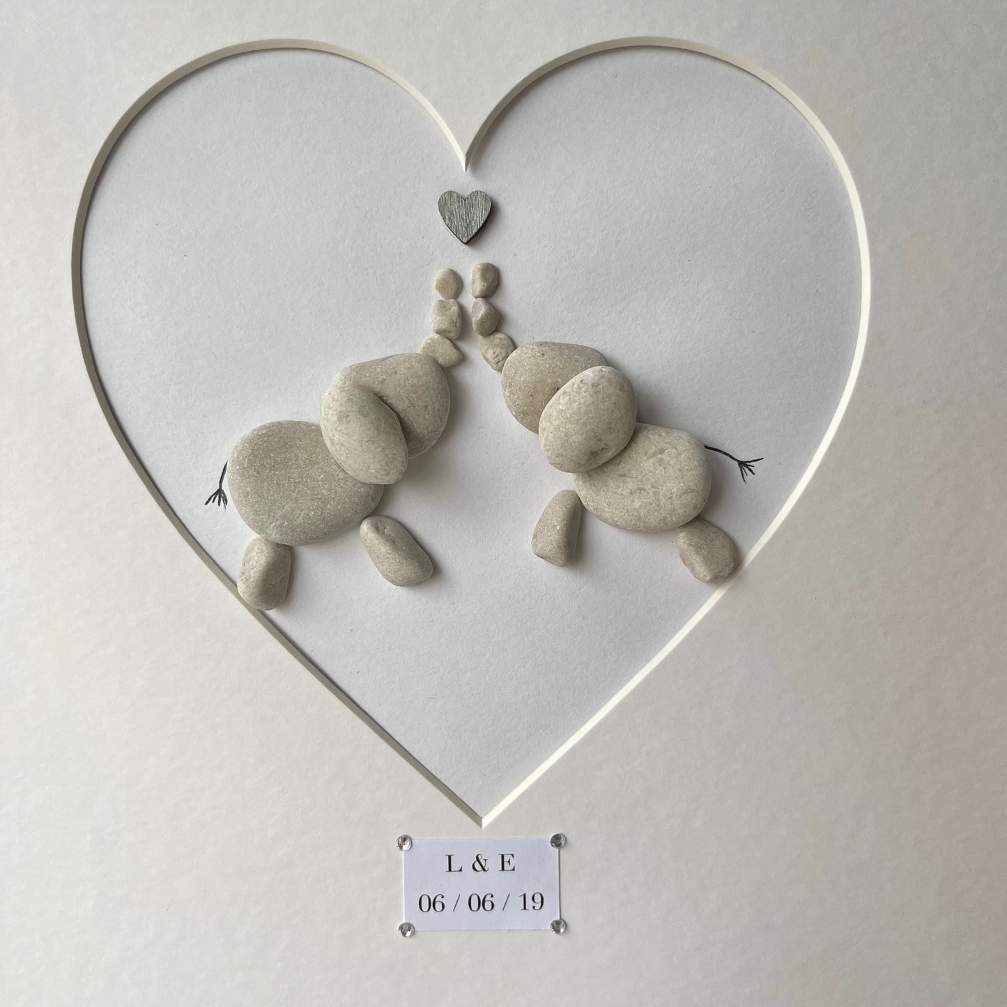 Elephant couples pebble art picture frame