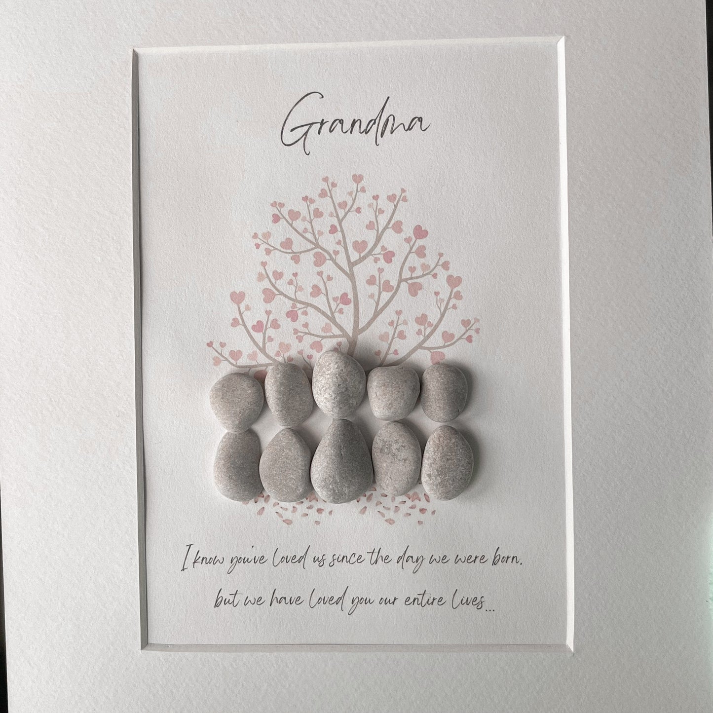 Grandparents tree personalised pebble art picture frame