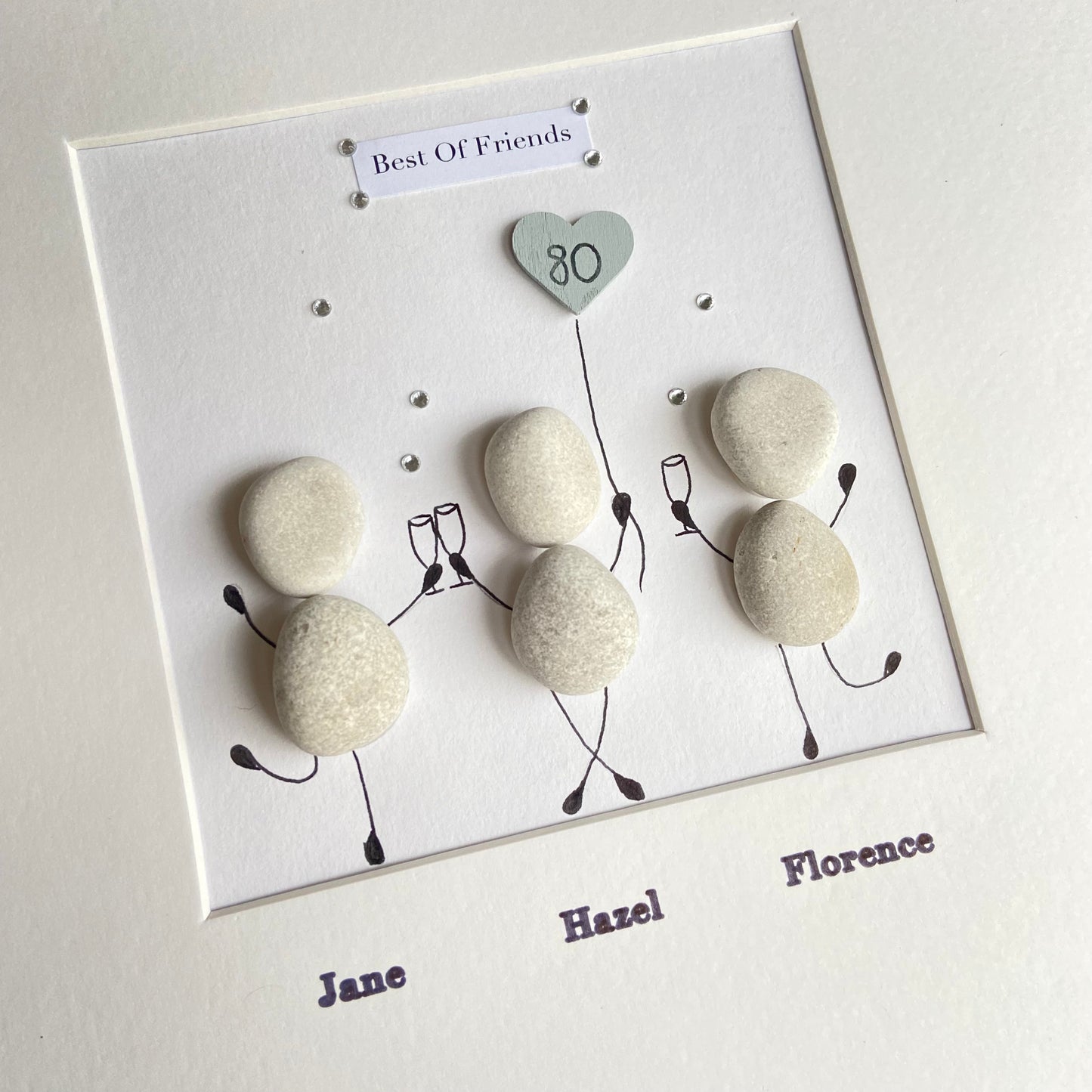 Friends birthday pebble art picture frame