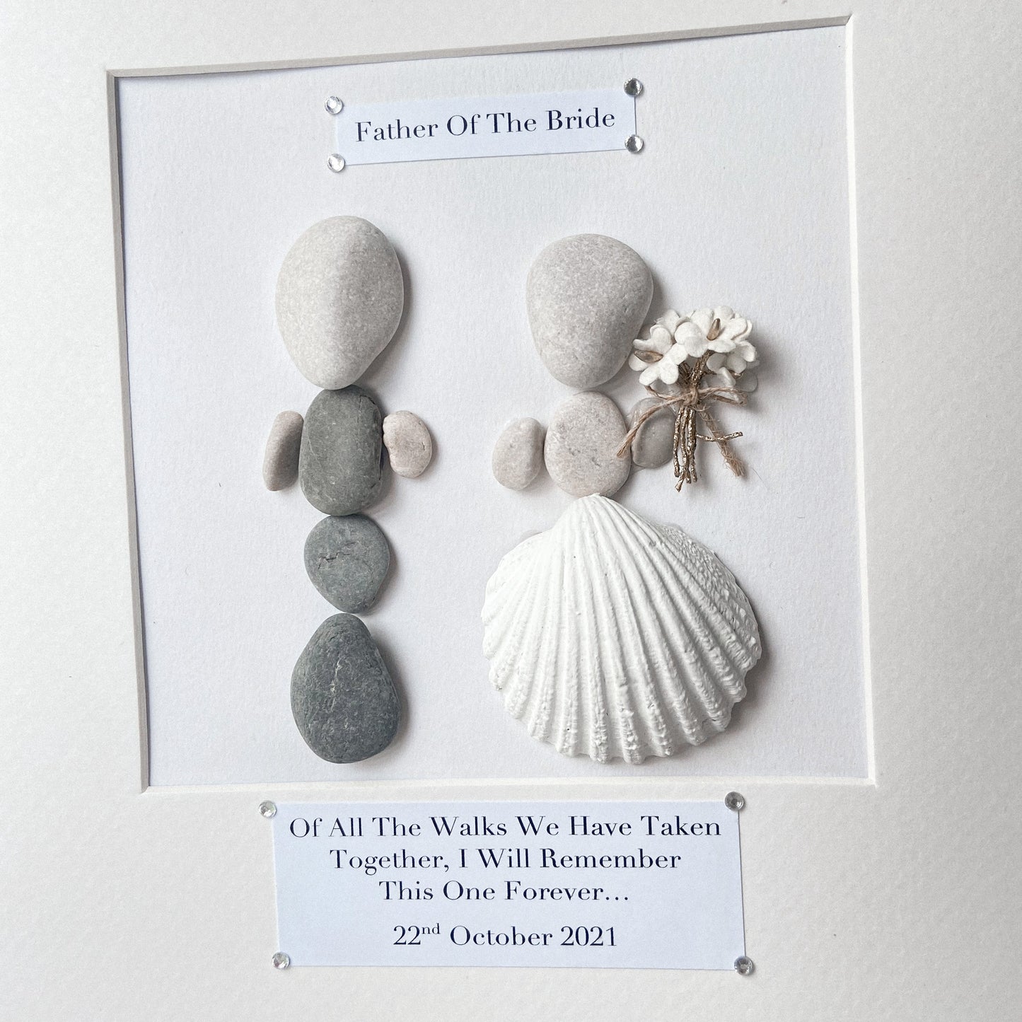 Father of the bride personalised pebble art picture frame