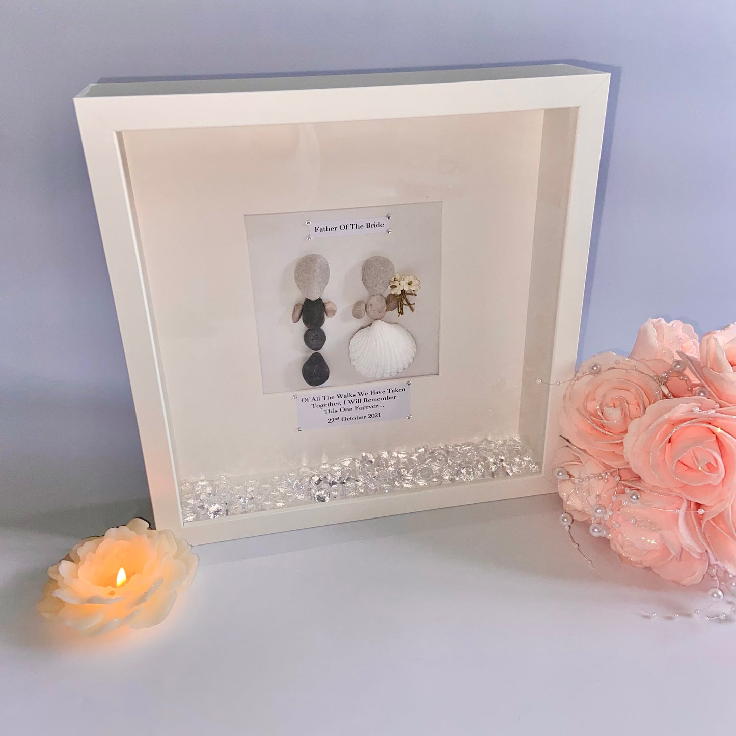 Father of the bride personalised pebble art picture frame