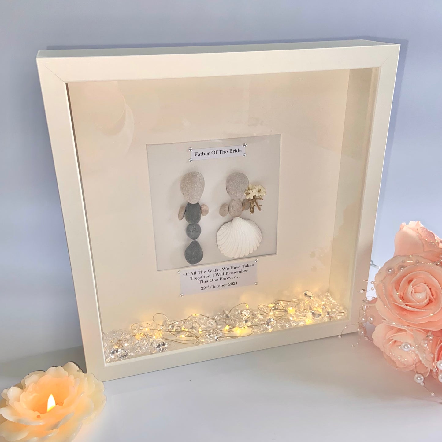 Father of the bride personalised pebble art picture frame