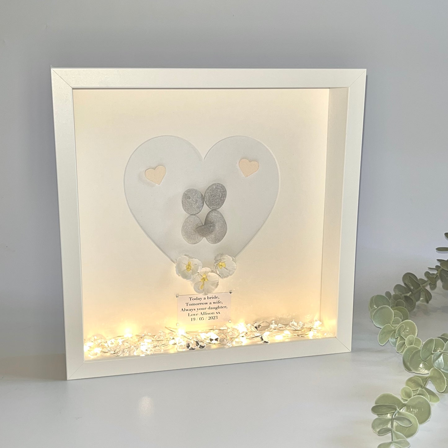 Mums are like flowers personalised pebble art picture frame