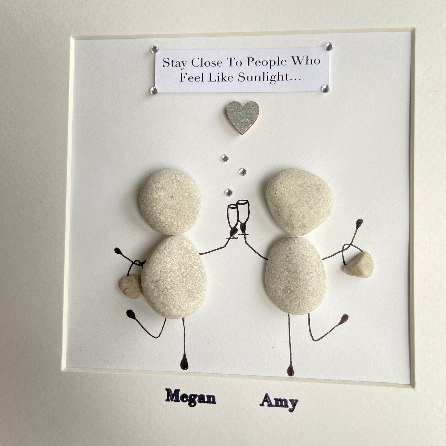 Dancing besties pebble art picture frame