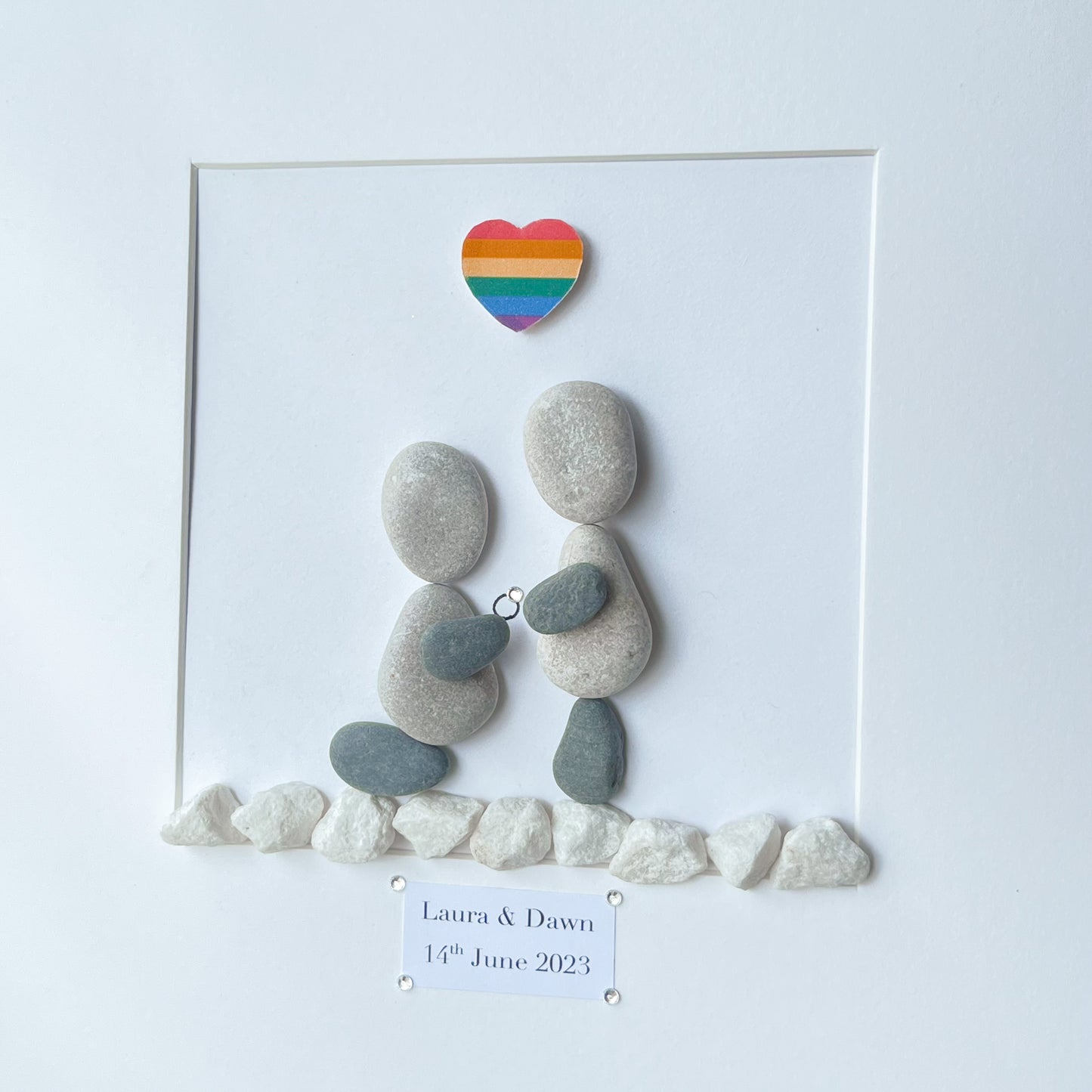 LGBTQ+ engagement personalised pebble art picture frame