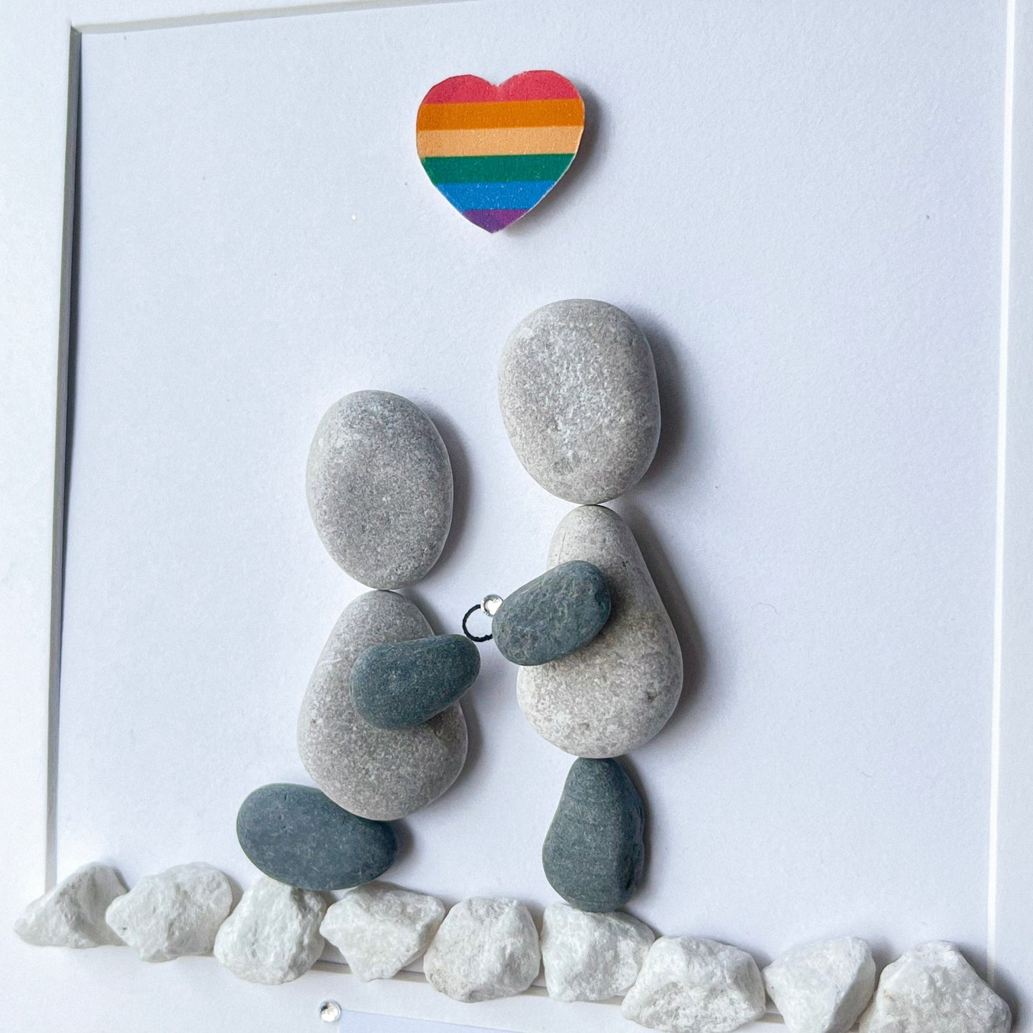 LGBTQ+ engagement personalised pebble art picture frame