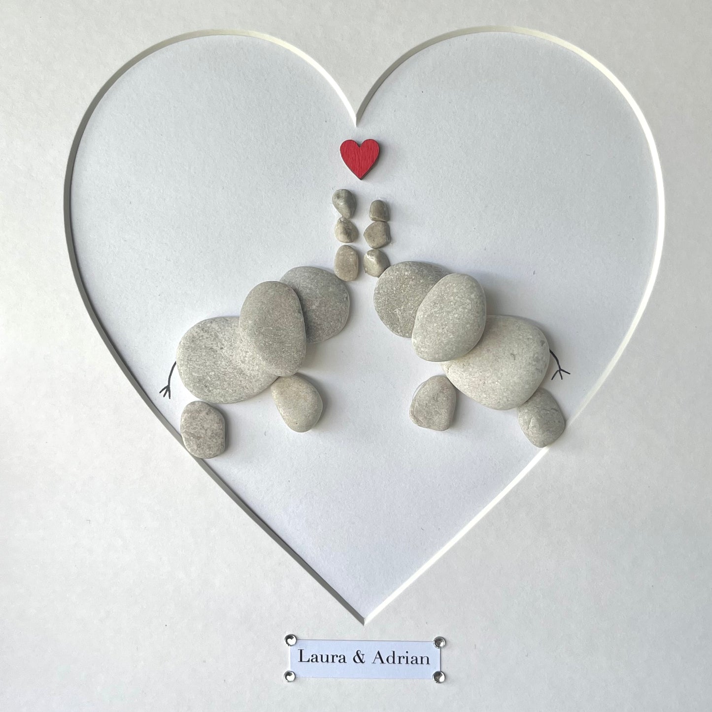 Elephant couples pebble art picture frame