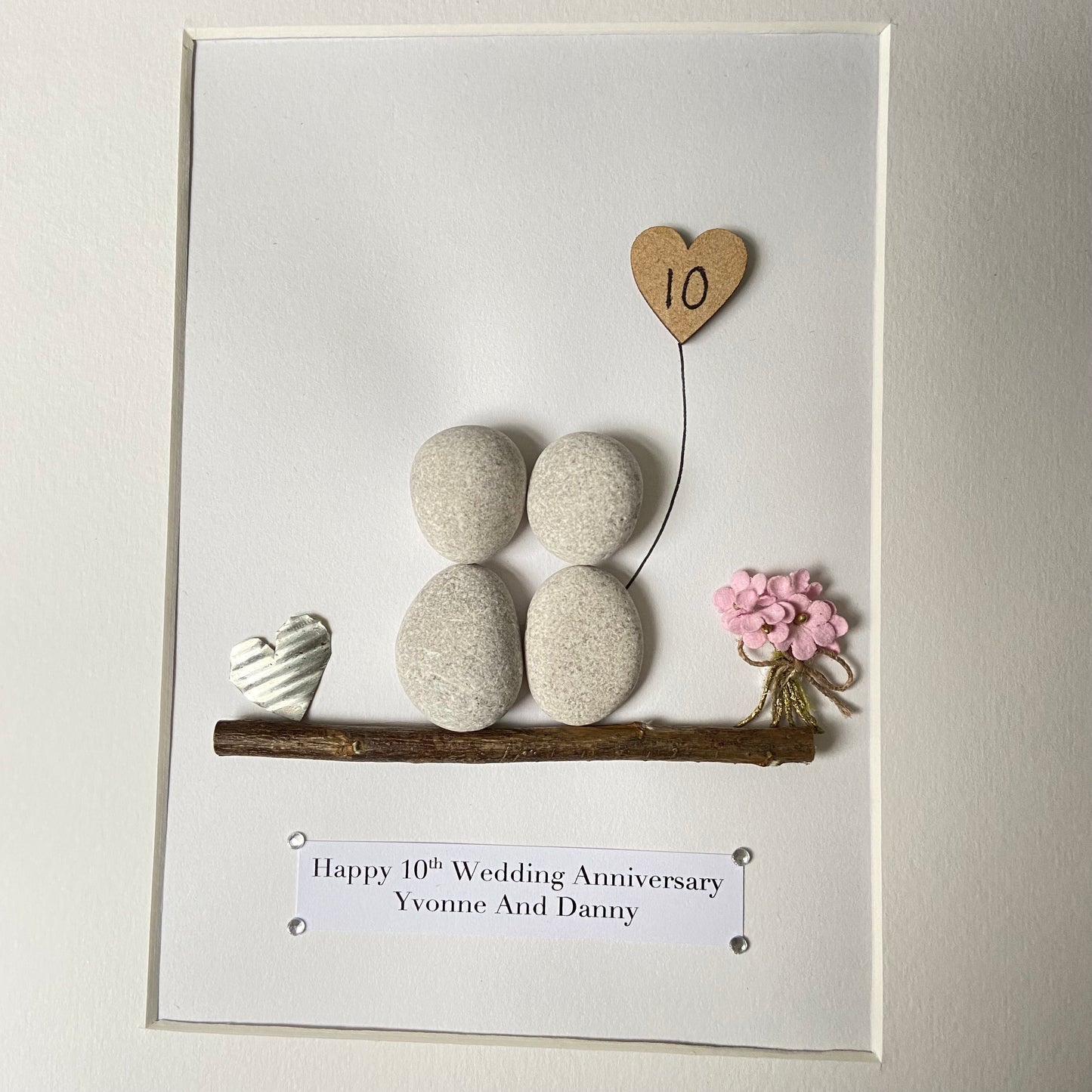 10th anniversary tin personalised pebble art picture frame