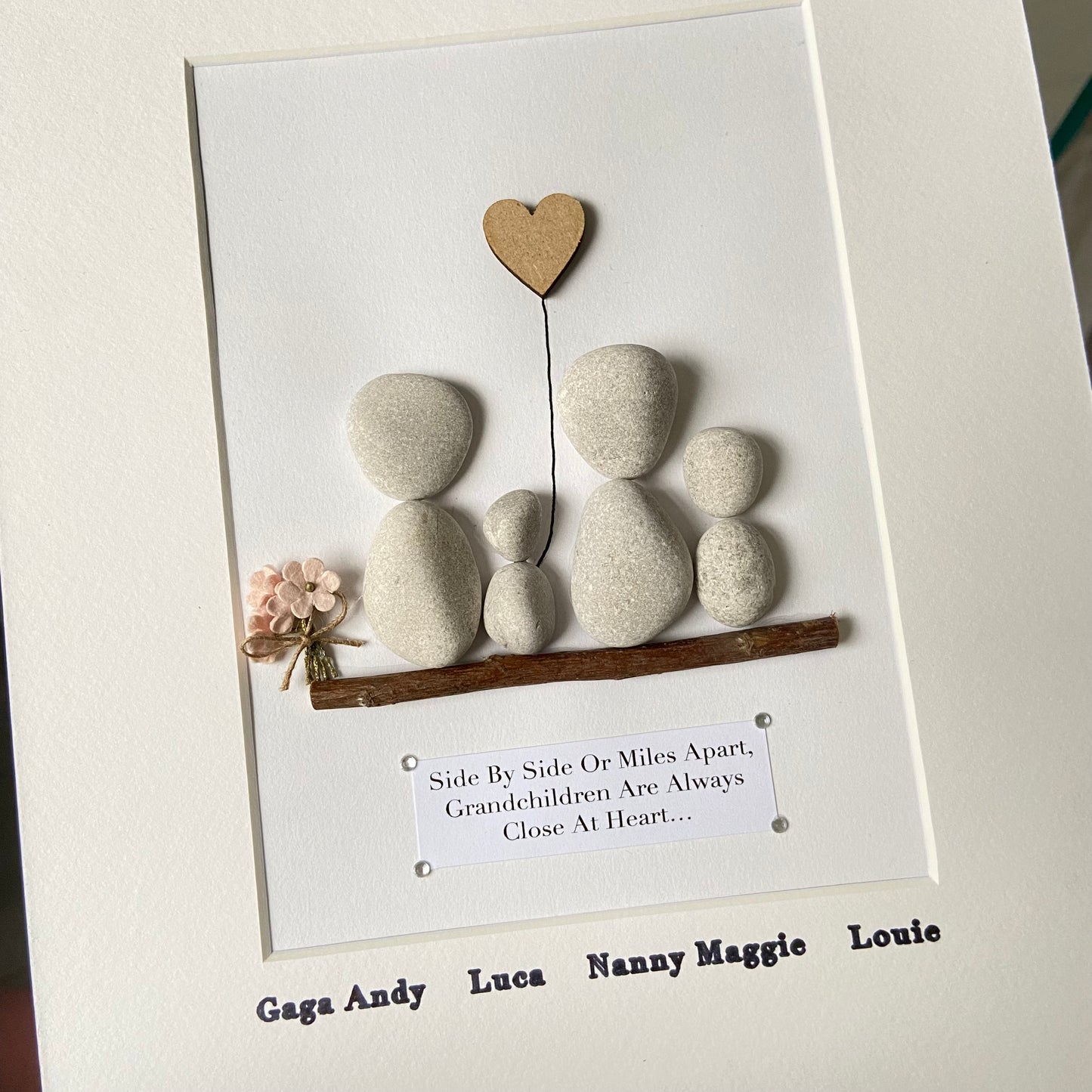 Grandparents personalised pebble art picture frame