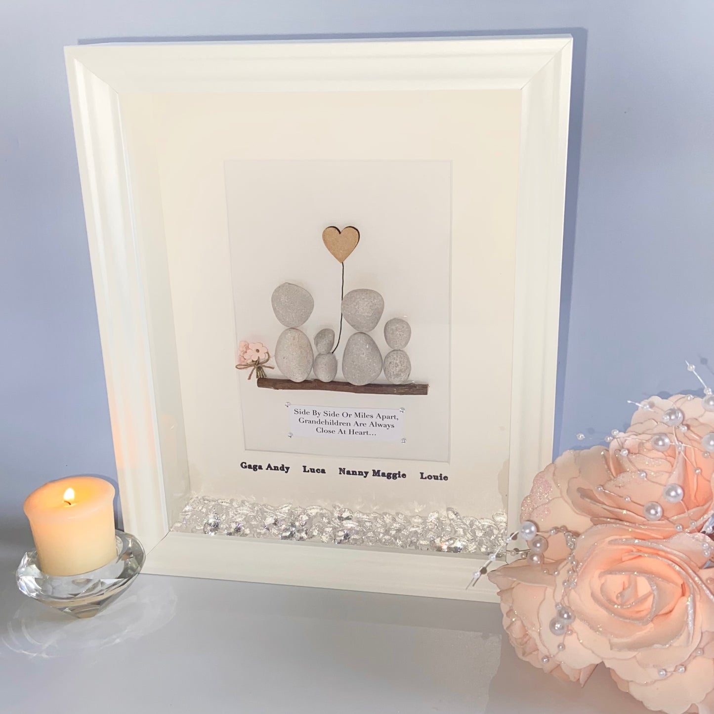 Grandparents personalised pebble art picture frame