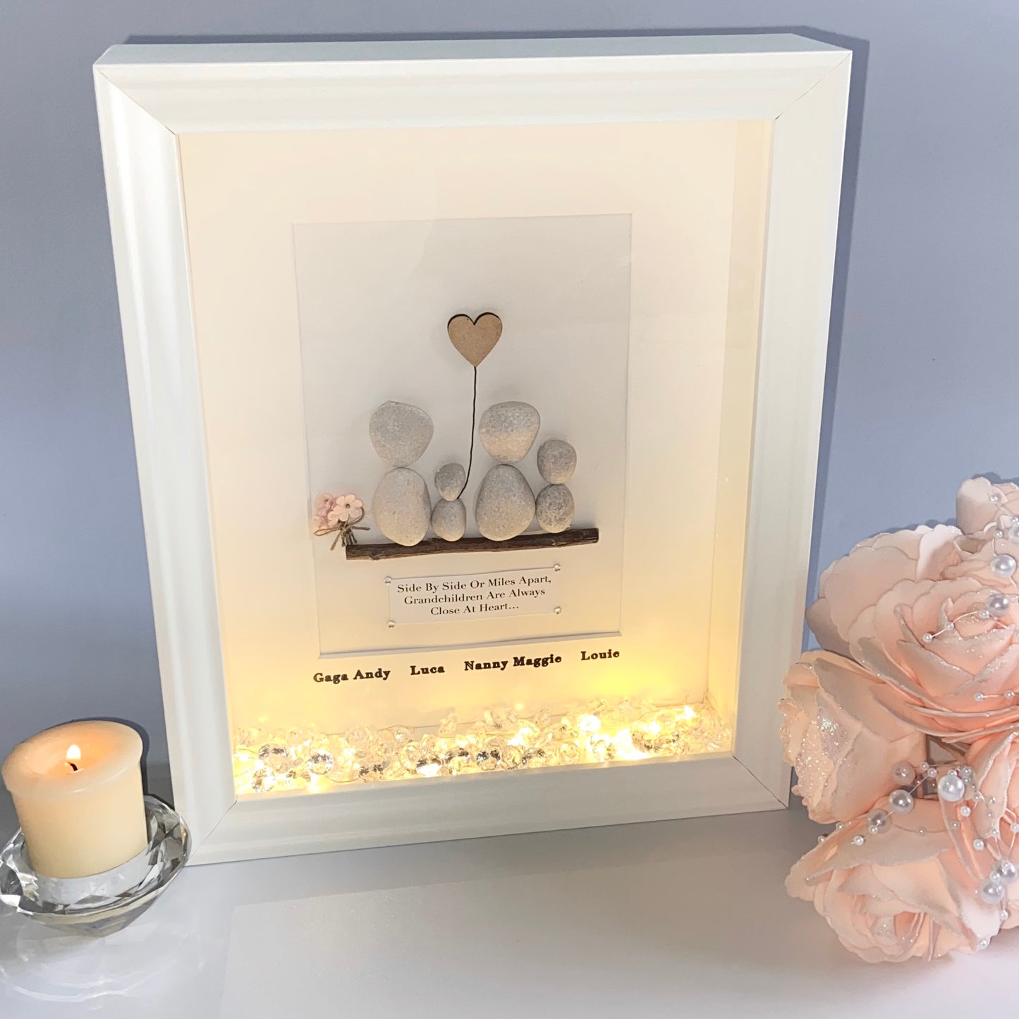 Grandparents personalised pebble art picture frame