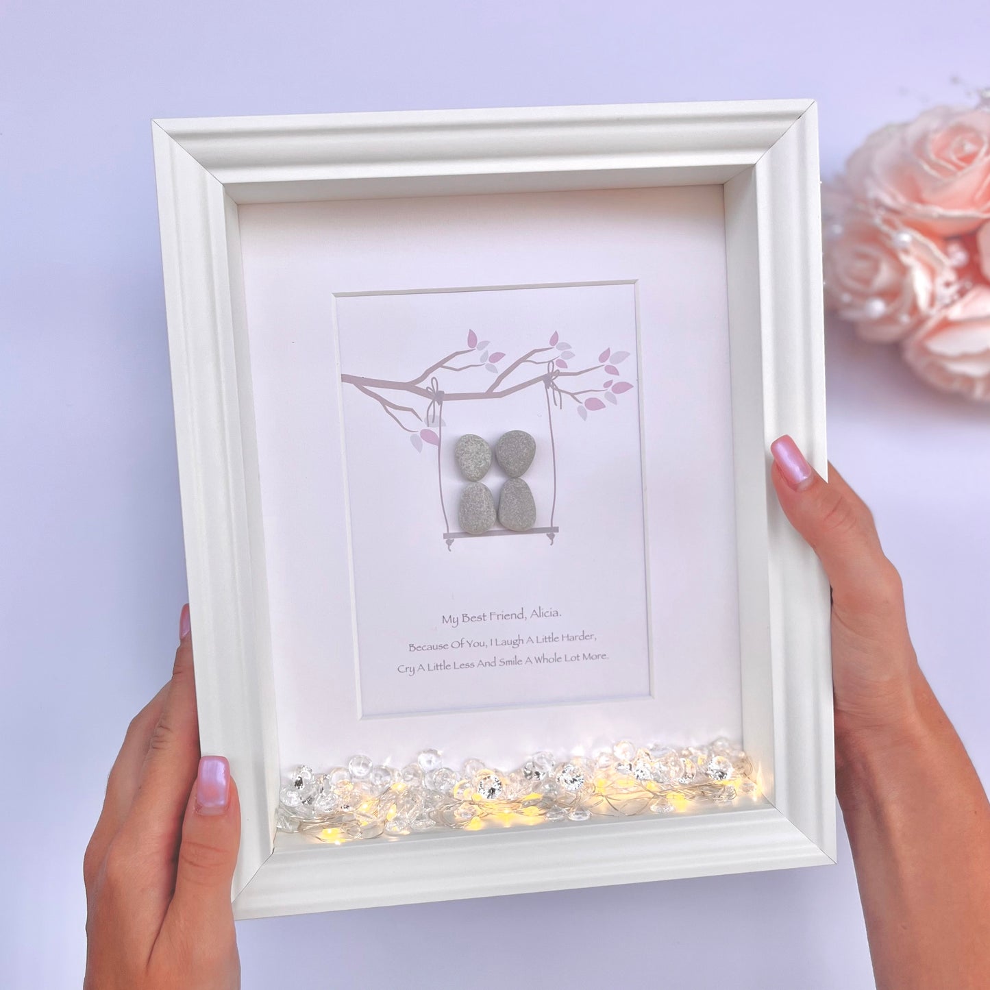 Swing bestie pebble art picture frame