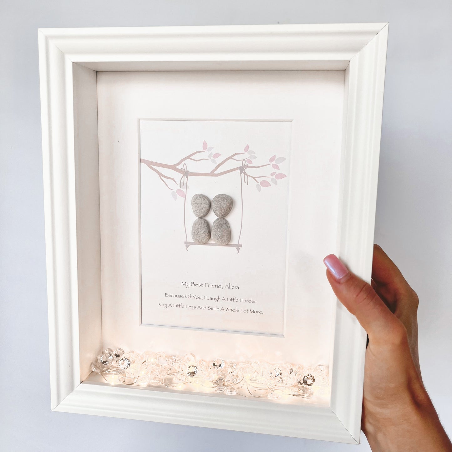 Swing bestie pebble art picture frame