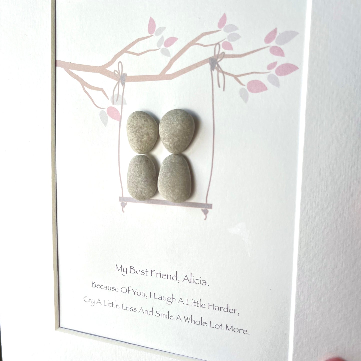 Swing bestie pebble art picture frame