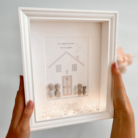 New home family personalised pebble art picture frame