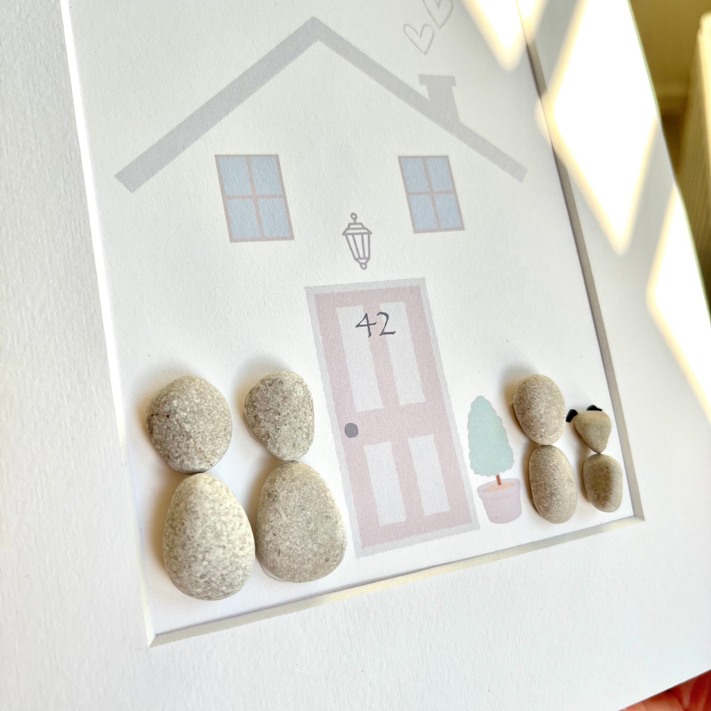 New home family personalised pebble art picture frame