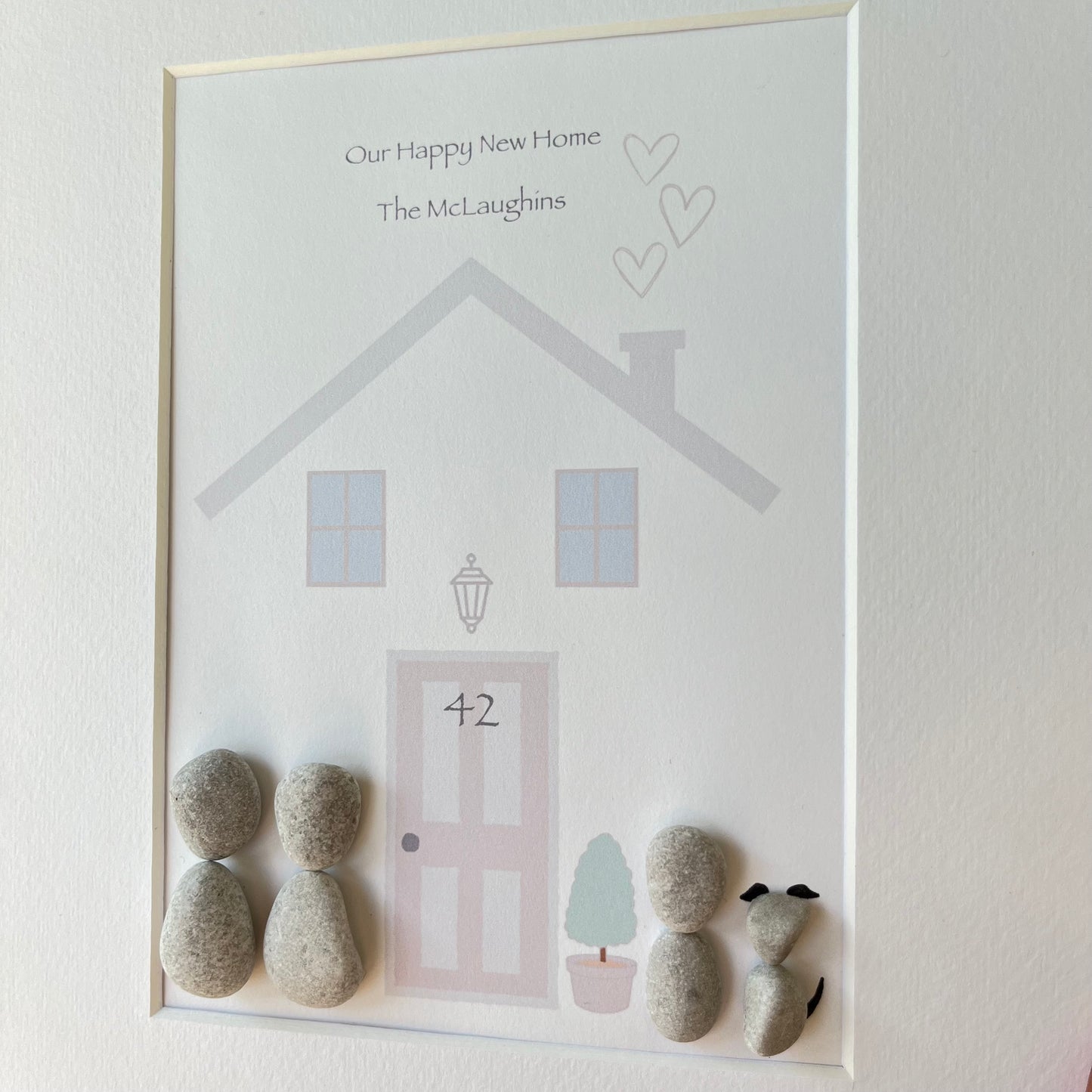 New home family personalised pebble art picture frame