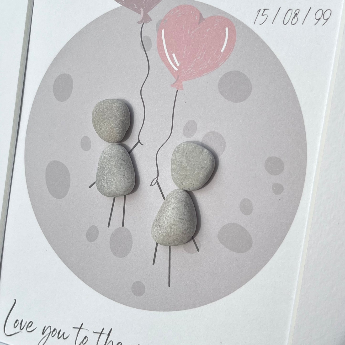 Love you to the moon and back personalised pebble art picture frame