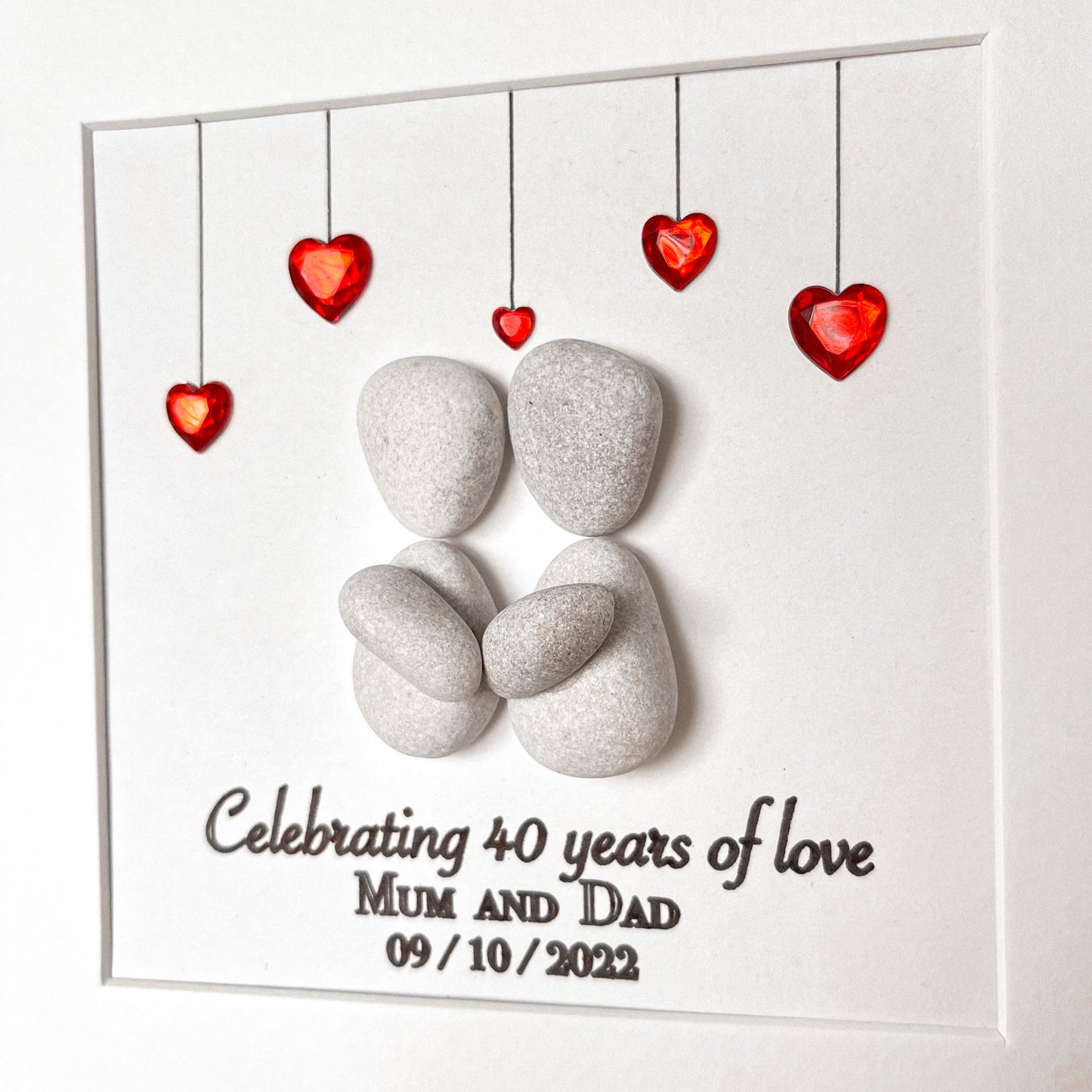 Ruby anniversary personalised pebble art picture frame