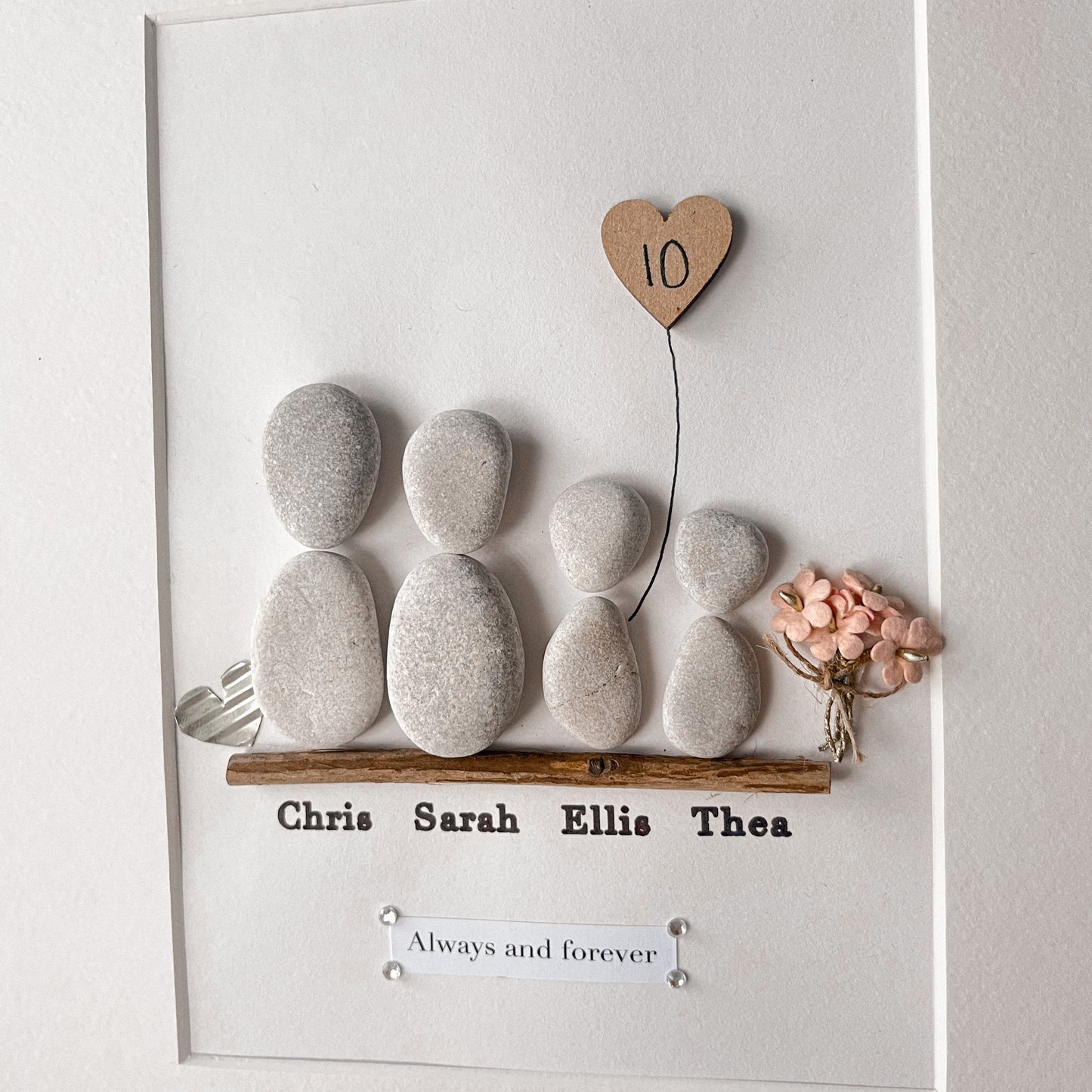 10th anniversary tin personalised pebble art picture frame