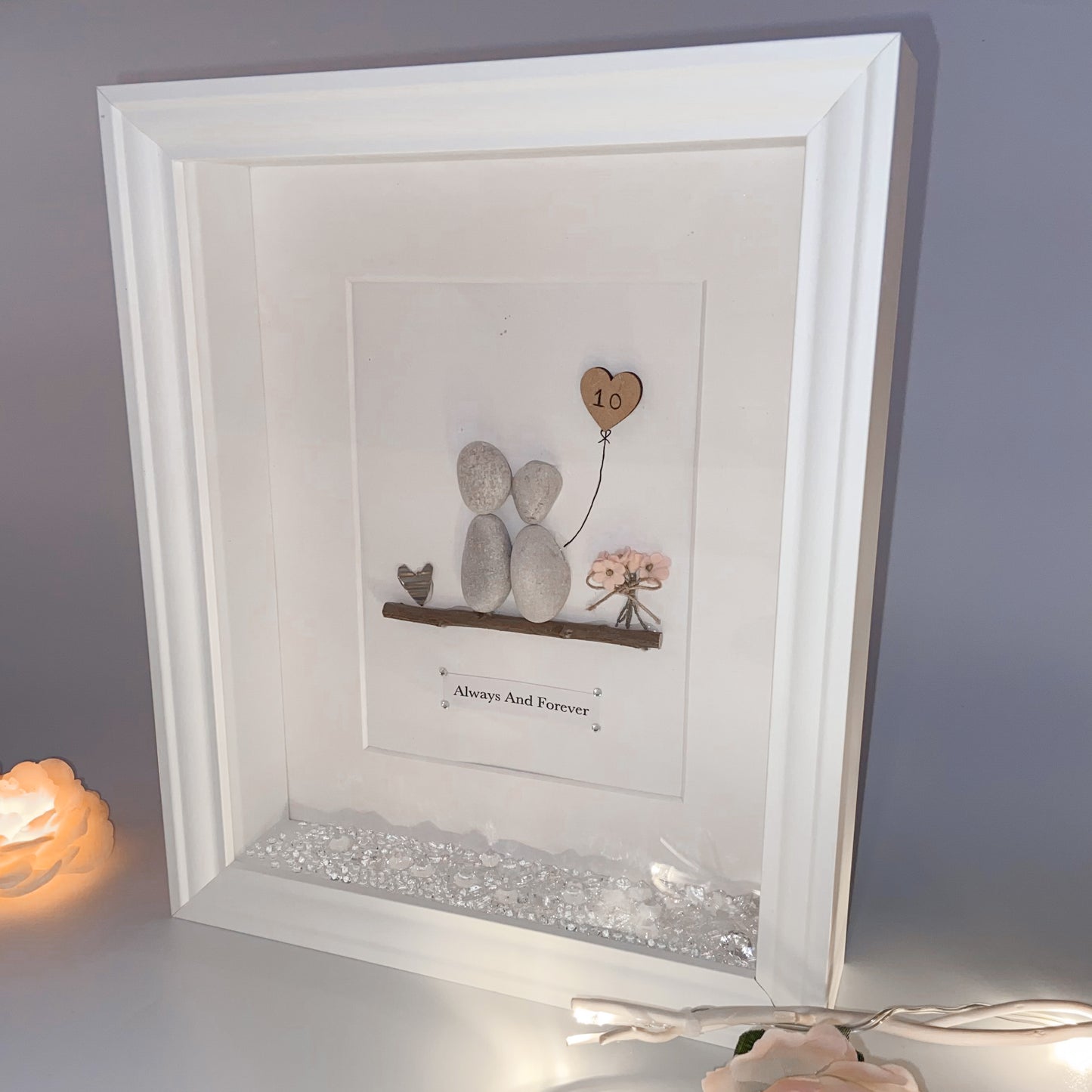 10th anniversary tin personalised pebble art picture frame