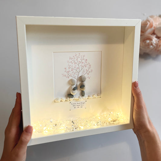 Tree Engagement personalised pebble art picture frame