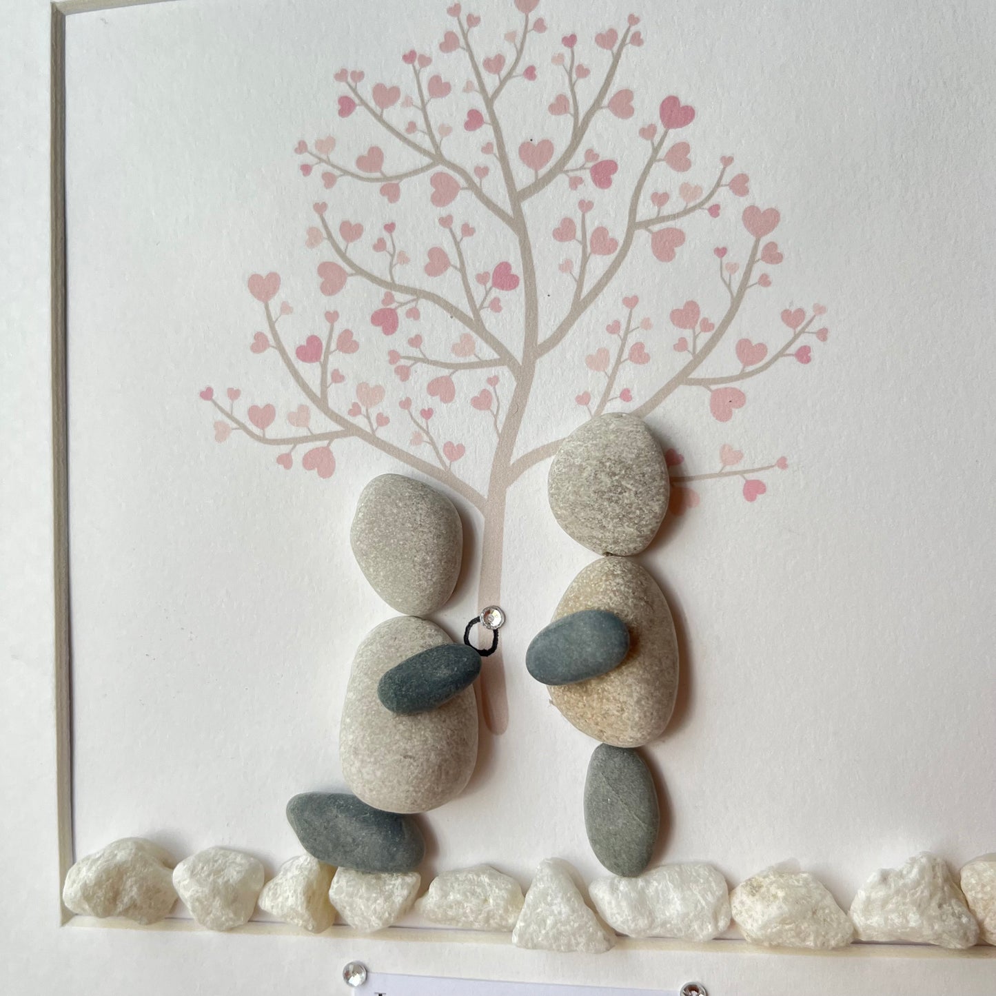 Tree Engagement personalised pebble art picture frame