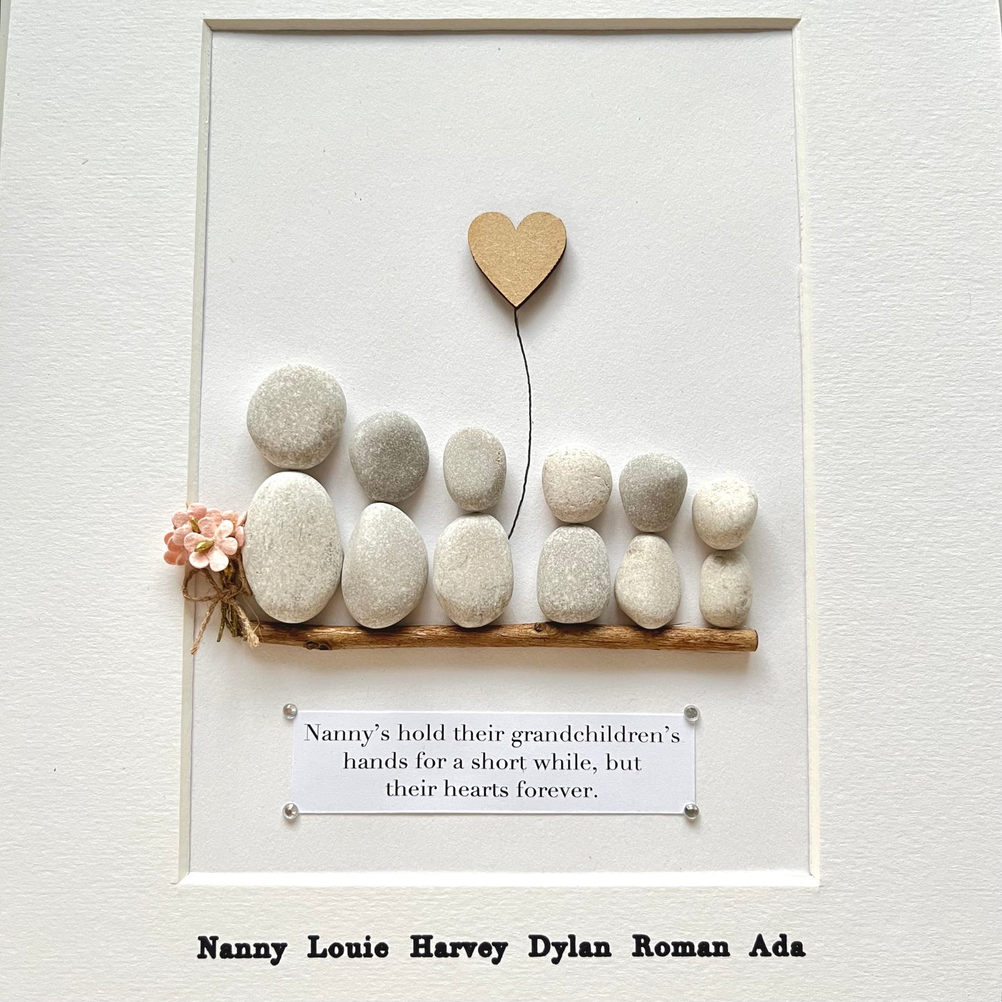 Grandparents personalised pebble art picture frame