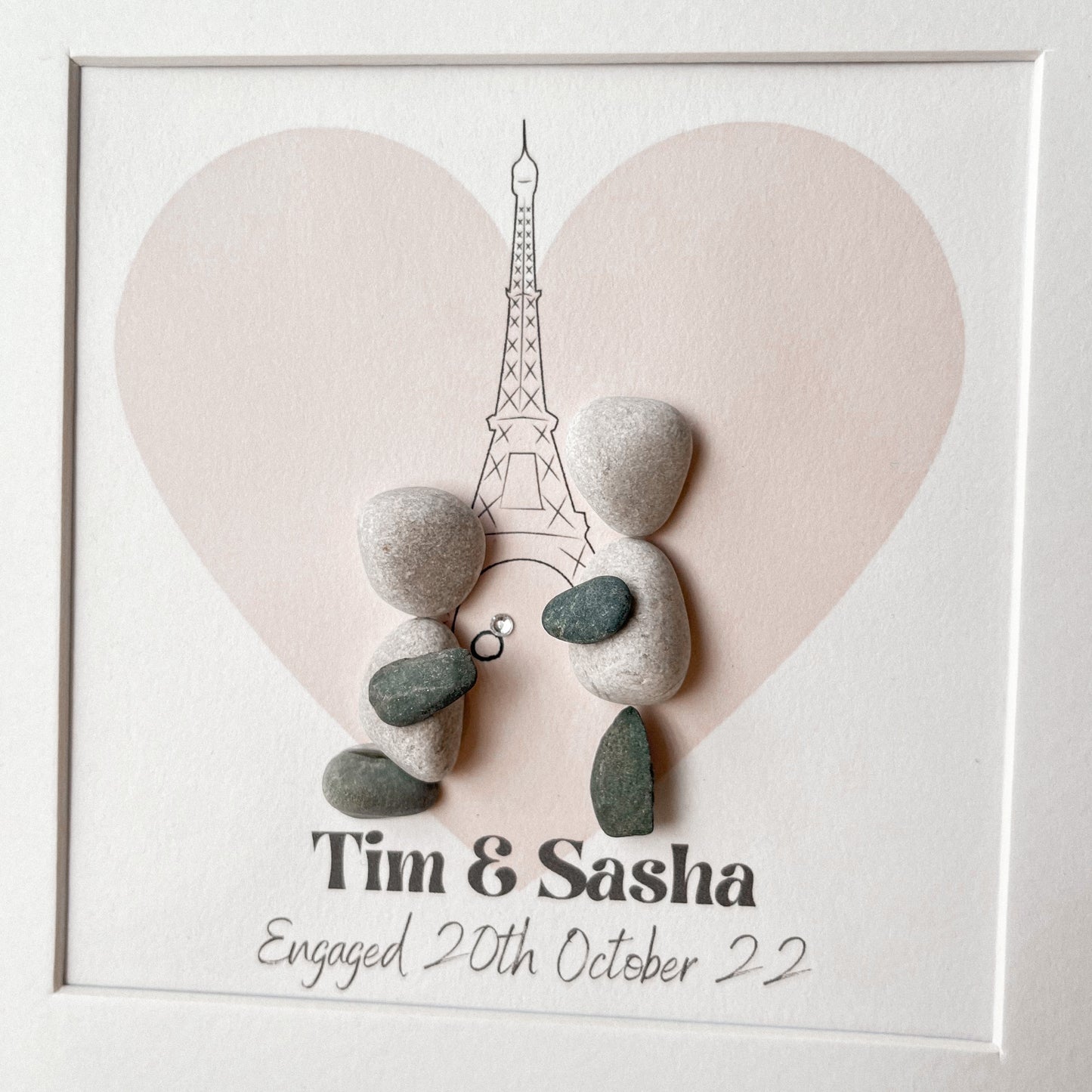 Paris Engagement personalised pebble art picture frame