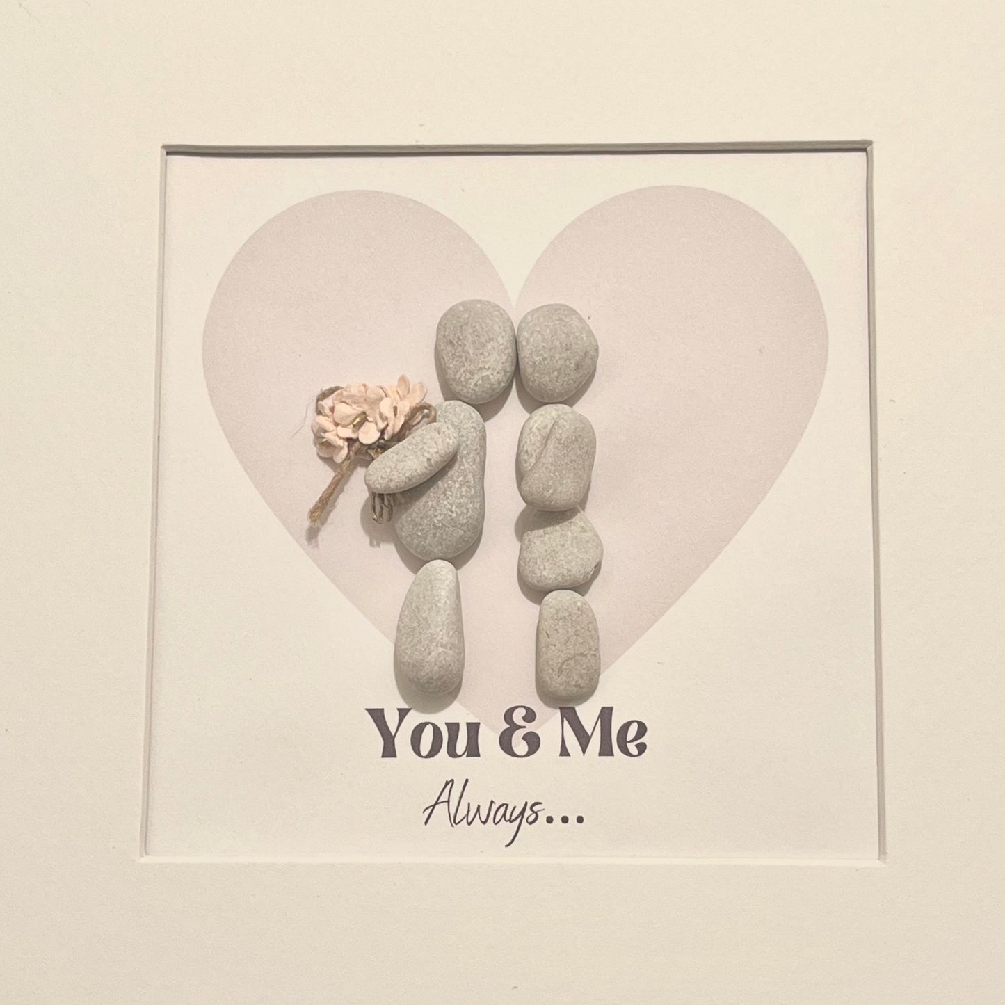 You & me always couples personalised pebble art picture frame