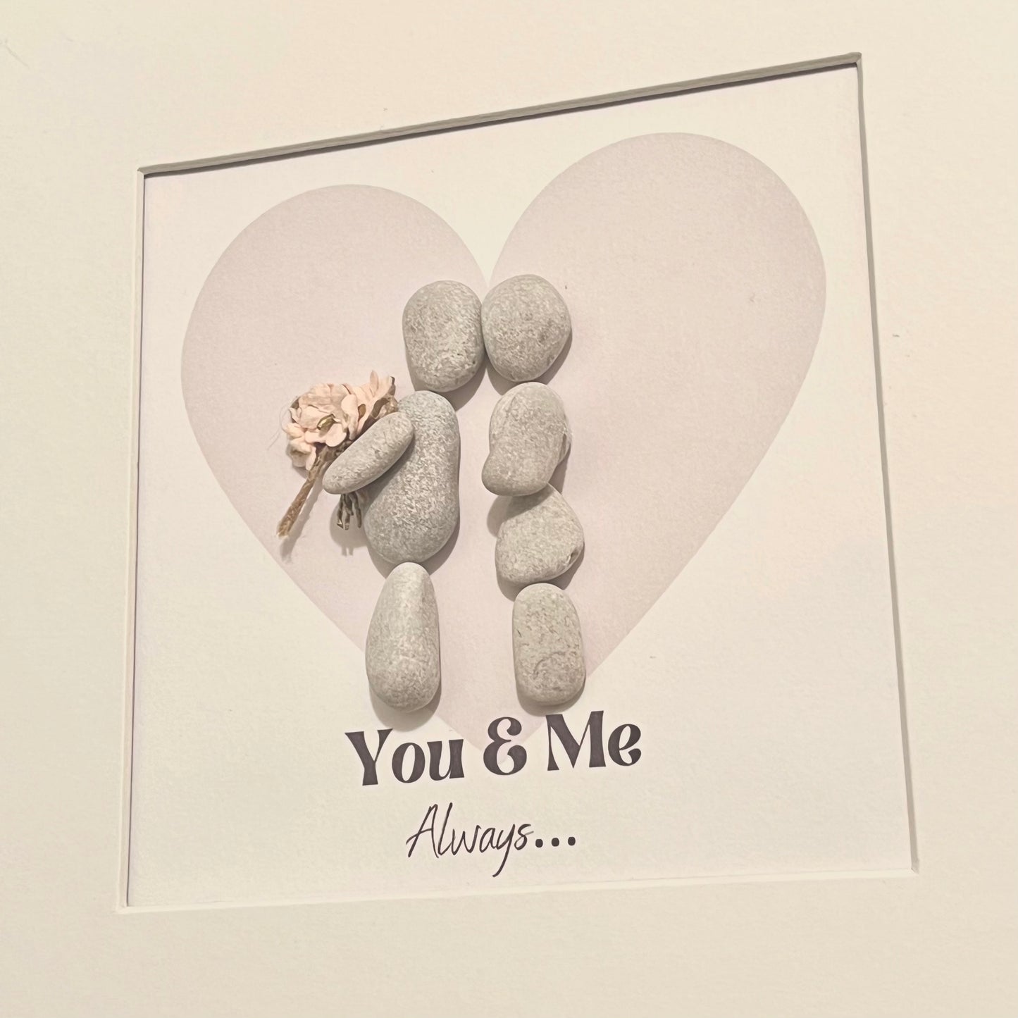 You & me always couples personalised pebble art picture frame