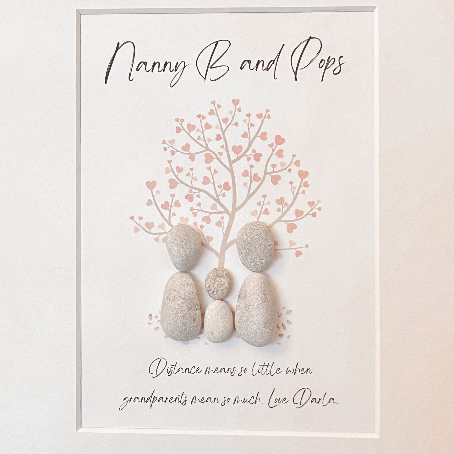 Grandparents tree personalised pebble art picture frame