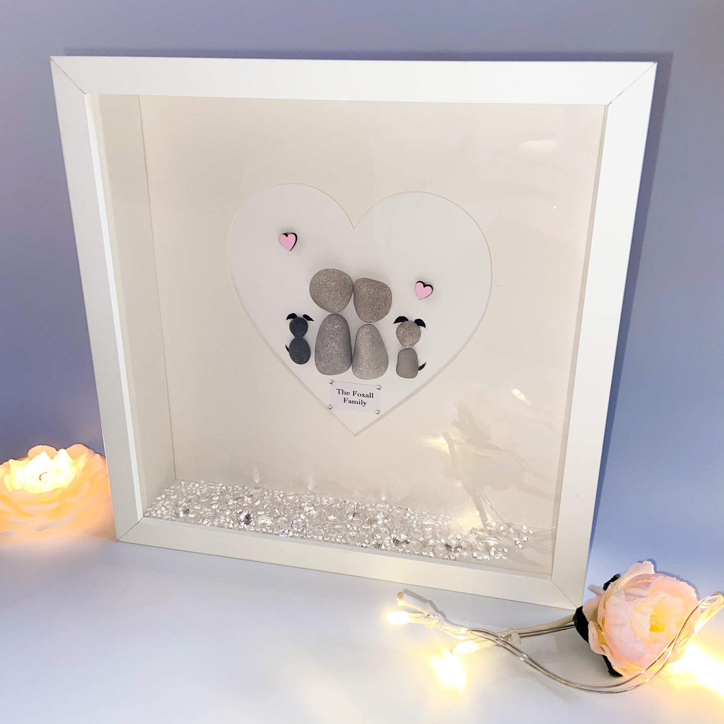 Family personalised pebble art picture frame