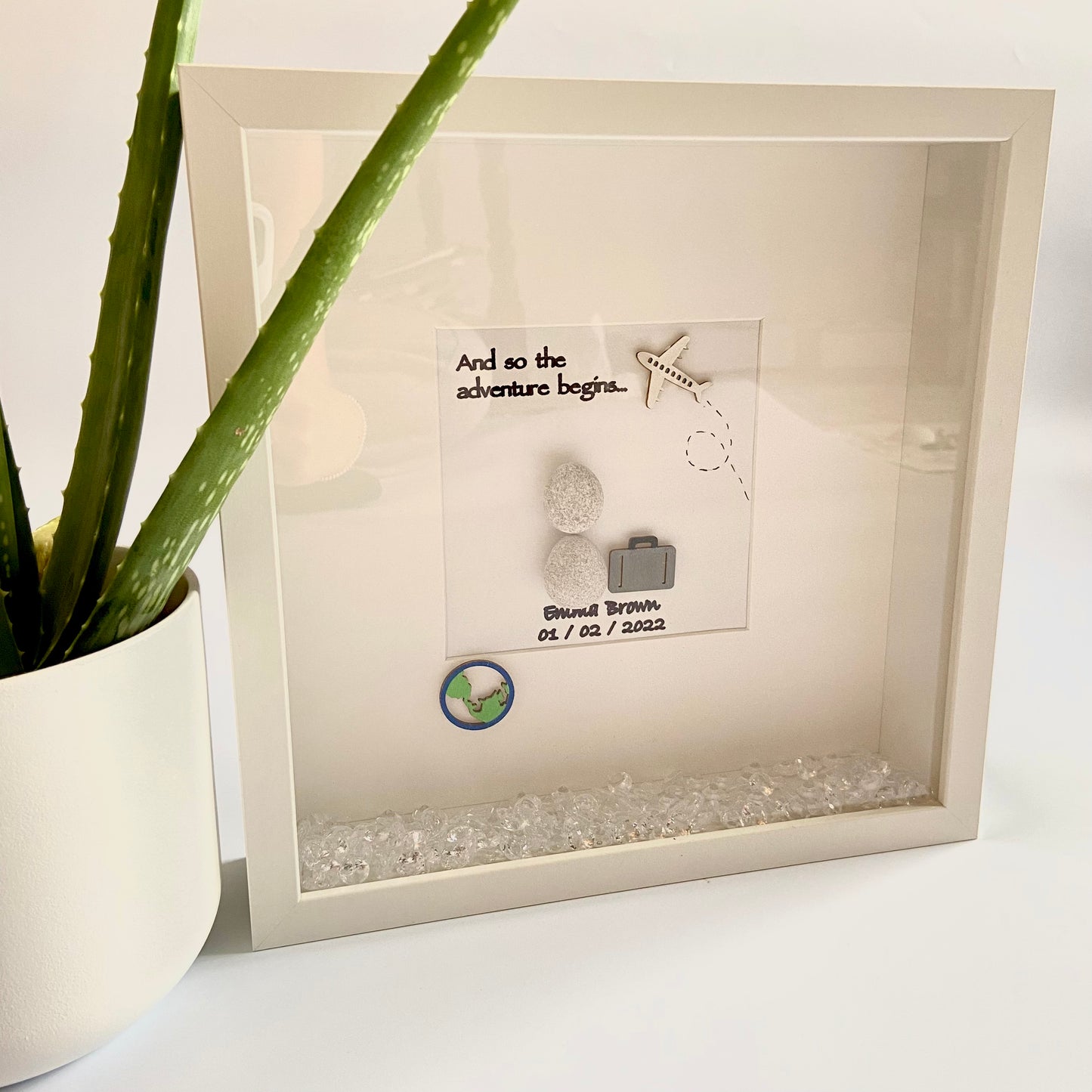 Moving away personalised pebble art custom picture frame gift