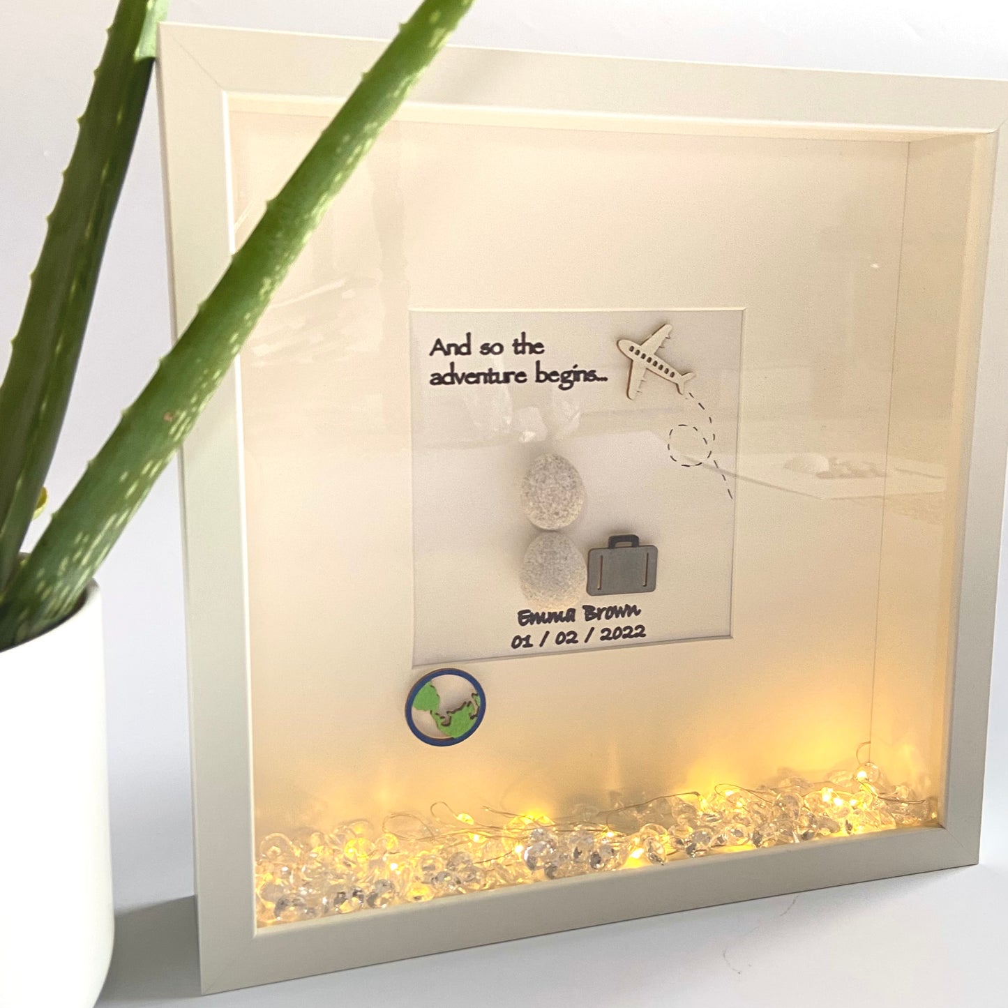 Moving away personalised pebble art custom picture frame gift